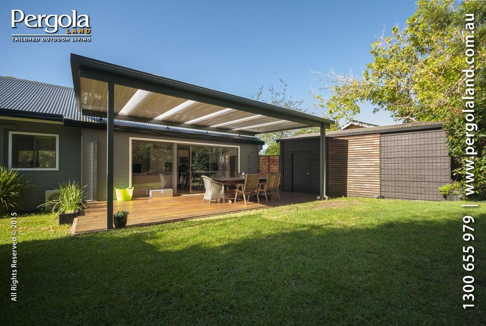 150303 Clay 058 West Pymble NSW, Aluminium Pergola Skillion with Colorbond Roof